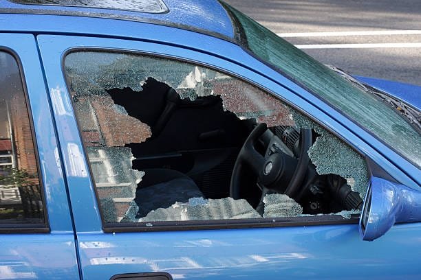 broken car window glass